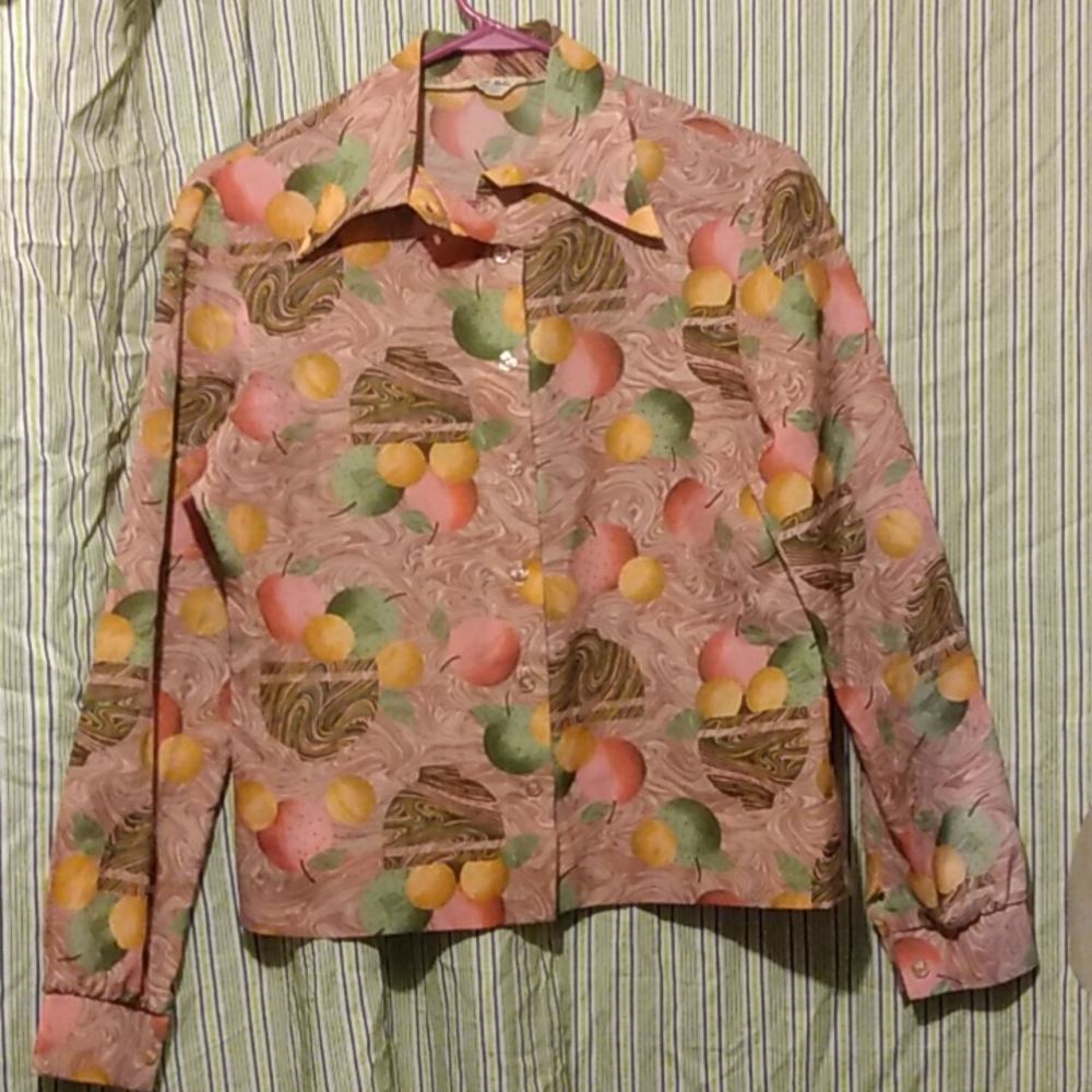 Mardi Modes NY 60s Still Life Art Lightweight Blouse Top 38B